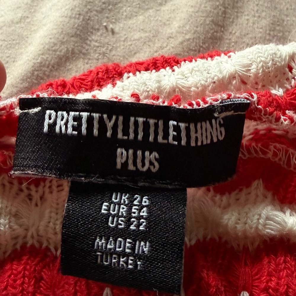 PrettyLittleThing Plus Vibrant Red and White Apparel